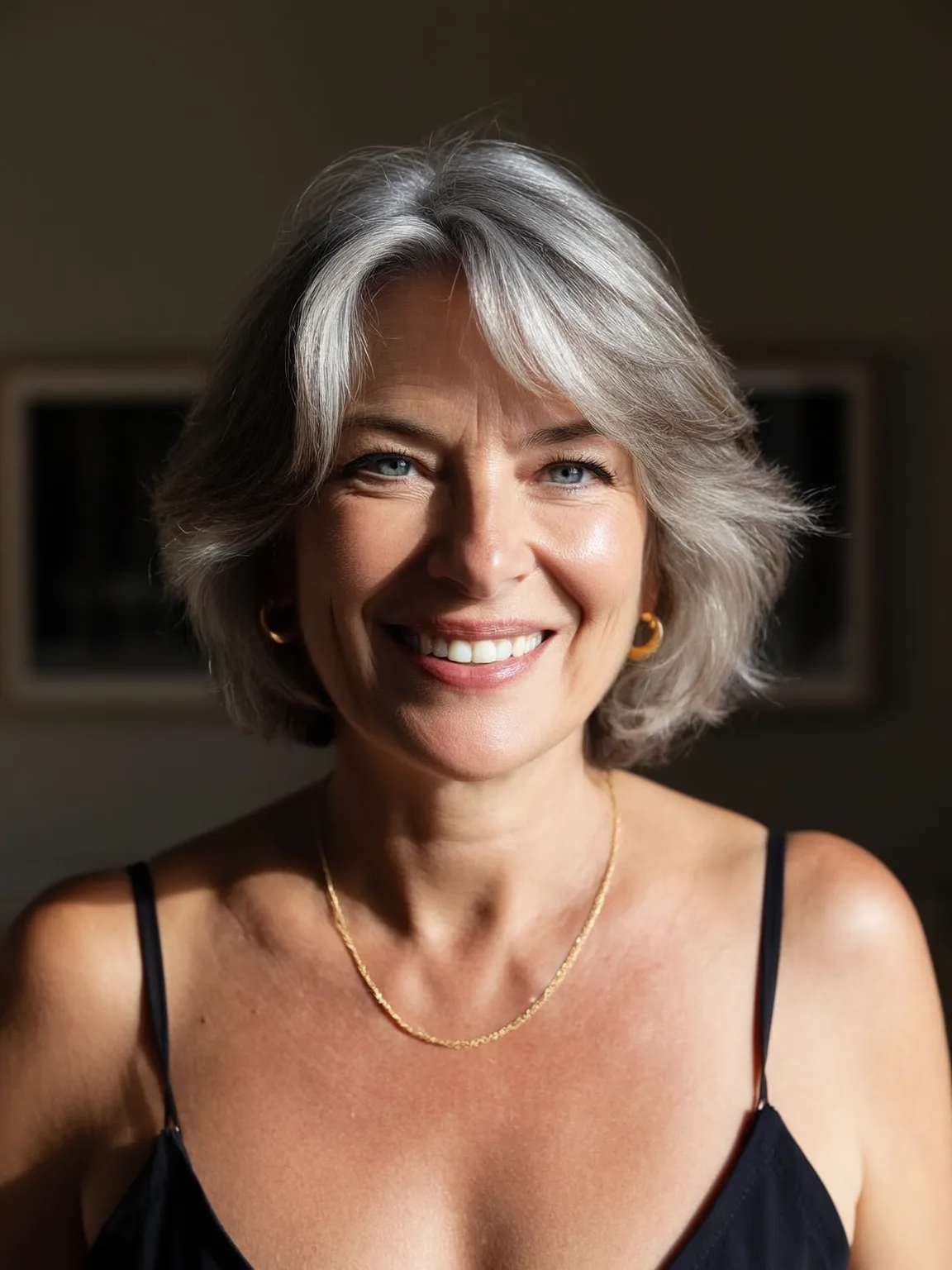 Silver Frost Wavy Chin-Length Layered Bob